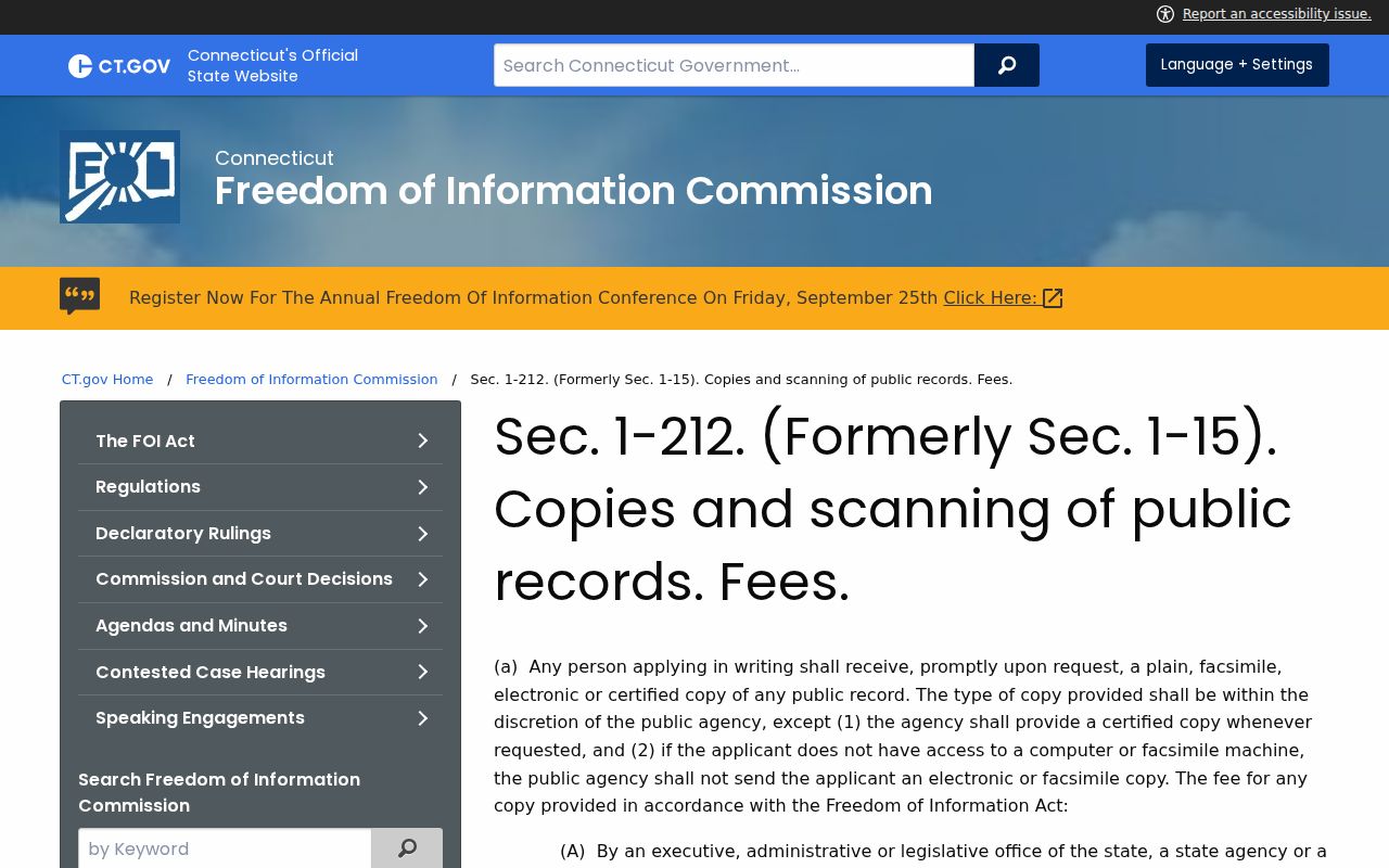 New Haven residents directory Connecticut Freedom of Information copy fees